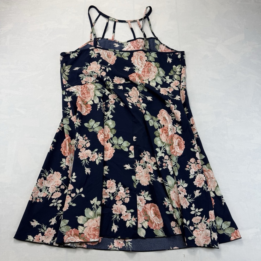 SHEIN Curve Women's 3XL Navy Blue Pink Floral Strappy Sundress Plus Size